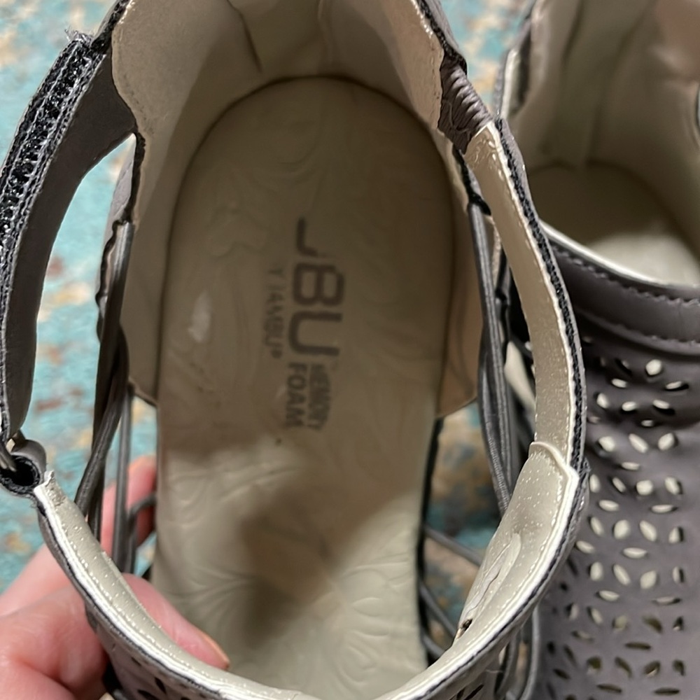 Women's Gray Perforated Peep-Toe Heels - Picture 5 of 8
